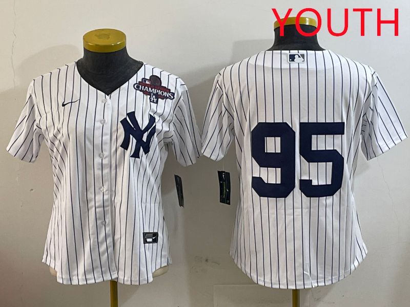 Youth New York Yankees 95 No Name White Stripe Game 2025 Nike MLB Jersey style 10